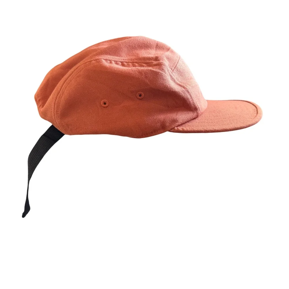 Cotopaxi 5 Panel Camp Hat Rust Orange Recycled Polyester Adjustable Llama Patch